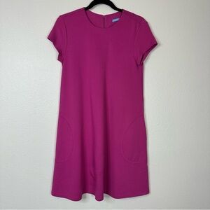J. McLaughlin short sleeve knee length shift dress fuchsia pockets barbiecore
